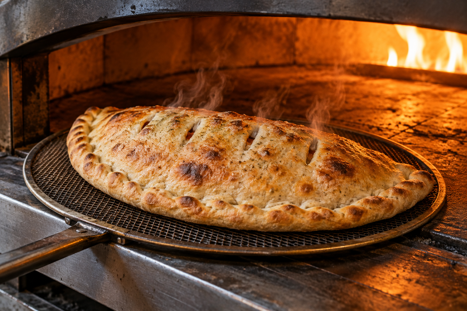 Calzone con cortes para dejar salir el vapor mientras se hornea.